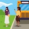 interracial female teachers in stop bus characters