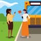 interracial female teachers in stop bus characters