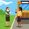 interracial female teachers in stop bus characters