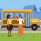 interracial female teachers in stop bus characters