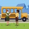 interracial female teachers in stop bus characters