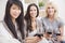 Interracial Group Women Friends Drinking Wine