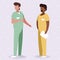 interracial male medicine workers with uniforms