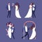 Interracial marriage, wedding couples vector illustration characters