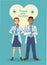 Interracial professionals doctors couple avatars characters