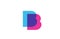 Intersected B letter logo icon for company. Blue and pink alphabet design for corporate and business