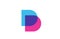 Intersected D letter logo icon for company. Blue and pink alphabet design for corporate and business