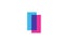 Intersected I letter logo icon for company. Blue and pink alphabet design for corporate and business