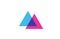 Intersected A letter logo icon for company. Blue and pink alphabet design for corporate and business