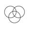 Intersection of three sets circles. Venn diagram of 3 sets