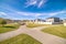 Intersection of two paved walkways on an estate