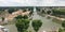 Intersection of waterways canal du midi in France in web banner template