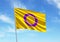 Intersex flag waving in a blue sky background for LGBTQIA+ Pride month, sexuality freedom, love diversity celebration and the