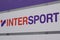 Intersport logo and text sign front of shop sporty retail french chain of Sports