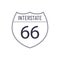Interstate 66. American highway map sign. Vector outline shield template. Military and heraldic simple shape shield