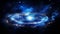Interstellar adventure spaceship journey through a vibrant galaxy with nebulas and stars