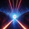 Interstellar holographic vortex with radiant laser beams, celestial portal concept