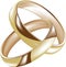 Intertwined gold wedding rings