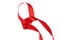 Intertwined red ribbon separating white background