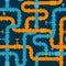 Intertwining pipelines vector seamless pattern in flat style