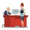 Interview, Candidate Introduces Herself To Staff Member With Curriculum Vitae Vector. Isolated Illustration