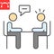 Interview color line icon, discussion and two people talking, recruitment interview vector icon, vector graphics