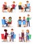 Interview vector interviewed people on business meeting and interviewee or interviewer in office illustration set of man