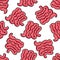 Intestines seamless doodle pattern, vector illustration