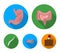 Intestines, stomach, muscles, spine. Organs set collection icons in flat style vector symbol stock illustration web.
