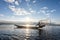 Intha fishermen in Inle Lake at sunrise, Inle, Shan State, Myanmar