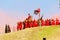 Inti Raymi Festival Inca King Being Carried On Golden Throne