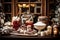 Intimate capture of a gourmet hot chocolate station, complete with a variety of premium chocolates, flavored syrups, and