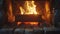 Intimate close up of a cozy fireplace burning brightly in the dark night ambiance
