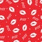 Intimate Romantic Red Kisses Fervor Vector Pattern