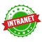 INTRANET text on red green ribbon stamp
