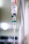 Intravenous therapy iv infusion set and bottle on a pole.