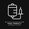 Intravenous therapy pixel perfect white linear icon for dark theme