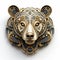 Intricate 3d Bear Head With Gear Design - Artistic And Elegant