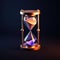 An intricate 3D hourglass icon on the background