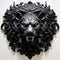 Intricate 8k 3d Lion Head Wall Art: Dark Black Baroque Sci-fi Illustration