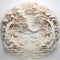 Intricate Art Nouveau White Wood Paper Art Depicting A Serene Lake