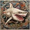 Intricate And Bizarre Shark Illustration: Vintage Poster Design Wall Art