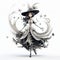 Intricate Black And White 3d Witch Illustration On White Background