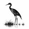 Intricate Black And White Bird Illustration With Serene Solitude