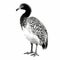 Intricate Black And White Illustration Of A Goose\\\'s Tail