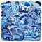 Intricate Blue And White Animal Tile Design A Vibrant And Romantic Risograph Illustration