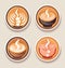 Intricate Cybernetic Icons Merged with Humorous Coffee Imagery AI Generated