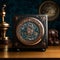 Intricate Dark Teal Clock Of Sigma 1812 With Mystical Creatures And Landscapes