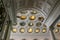 Intricate detail in historic architecture, with stained glass windows in ballroom, Canfield casino, Saratoga new York, 2018