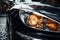 Intricate details of gleaming, high end cars mesmerizing headlight design